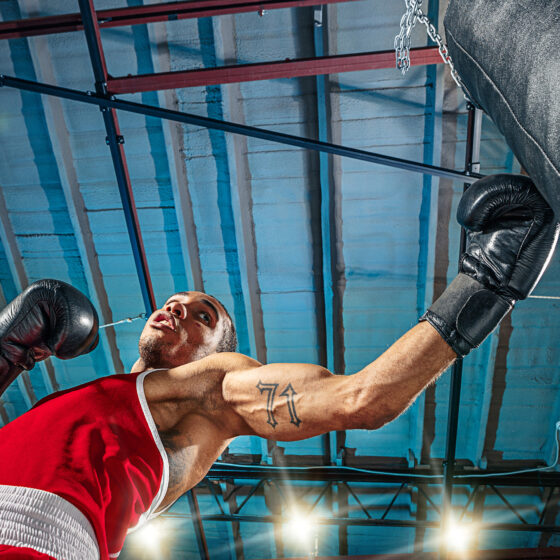 Körperregionen Skoliose - Boxer mit Trainingssack
