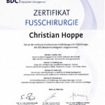 „Zertifikat Fußchirurgie“ des BDC (Berufsverband der Deutschen Chirurgen e.V.)